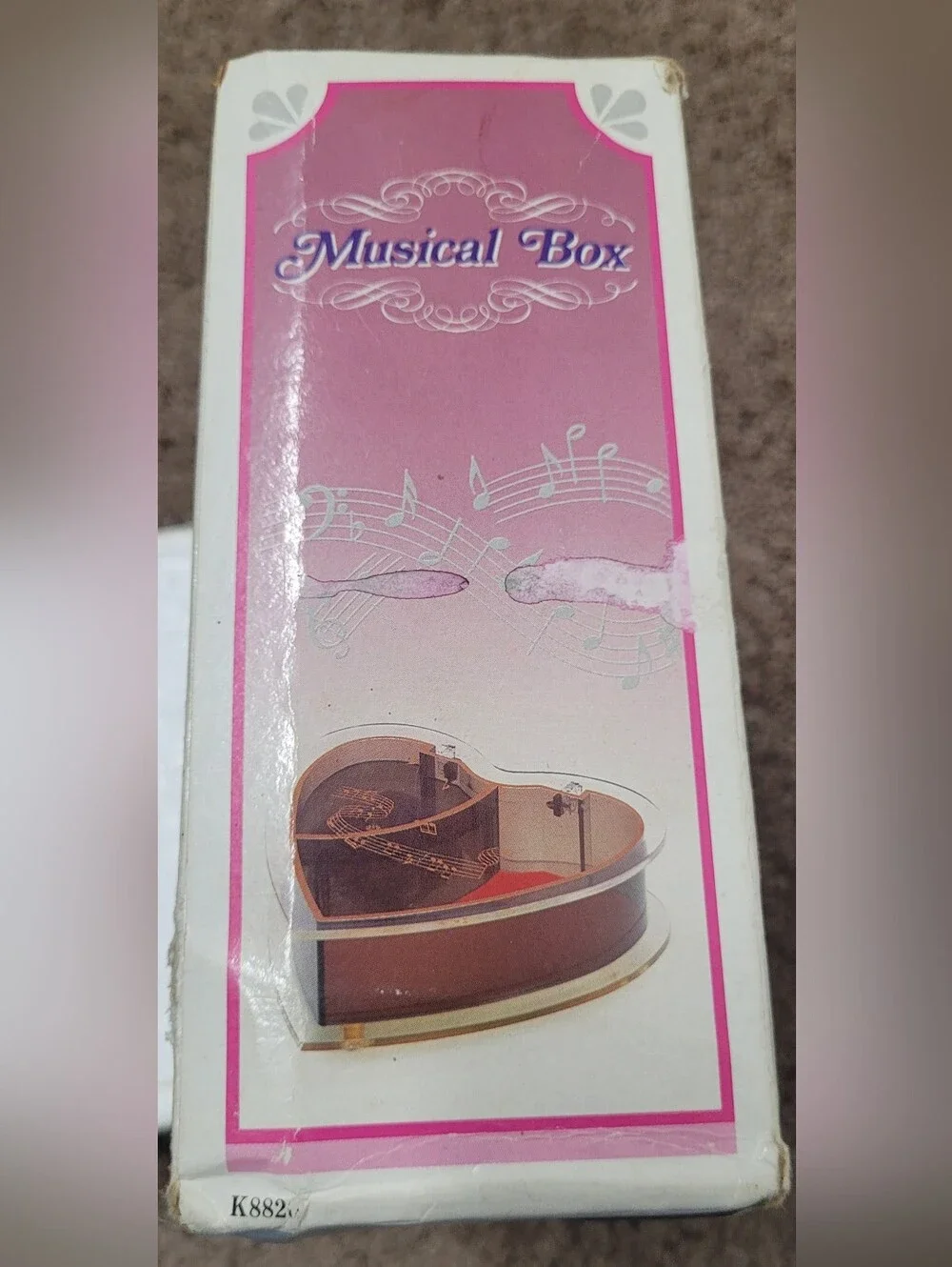Vintage 1986 Lucite Heary Shaped Musical Jewelry Box